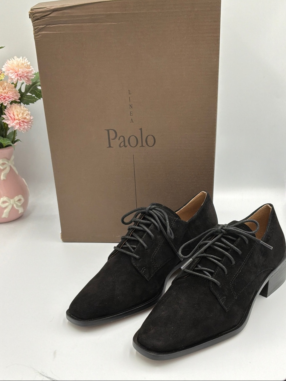 Paolo Black Suede Lace-Up Oxfords